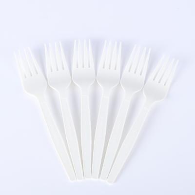 China Mordern 6 Inch Mini PLA+MD Natural Disposable Cocktail Fruit Fork , Widely Used Disposable Fast Food Fork for sale