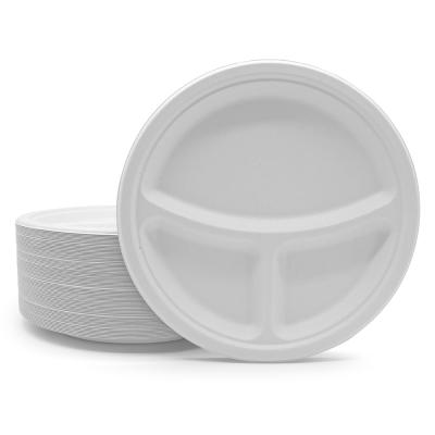 China Custom Retail Package Biodegradable Sugarcane Shrinking Round Plates Biodegradable Bagasse Sugarcane Pulp Dishes Te koop