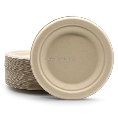 China 6 Inch Sugar Cane Bagasse Pulp Dish Biodegradable Microwavable Eco-friendly Biodegradable Greaseproof Catering Te koop