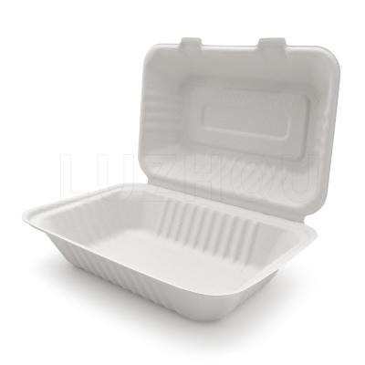 China 900ml Biodegradable 9 Inch Microwave Eco Safe Leakproof Biodegradable Bagasse Disposable Supply Box For Lunch Te koop