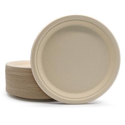 China Compostable Biodegradable Within 90 Days 9 Inch Sugar Cane Bagasse Dish Eco Friendly Microwavable Disposable Greaseproof Biodegradable Paper For Wedding for sale