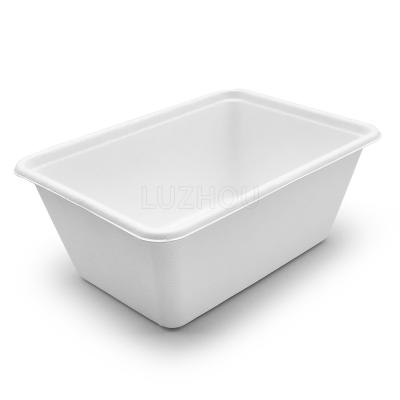 China 1000ml Bagasse Lunch Box Biodegradable Leakproof Disposable Food Packaging Paper Takeout Containers Microwave Safe for sale