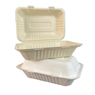 China Disposable Custom Biodegradable Compostable 900ml Sugar Cane Take Out Clamshell Box Mold Pulp Tableware Te koop