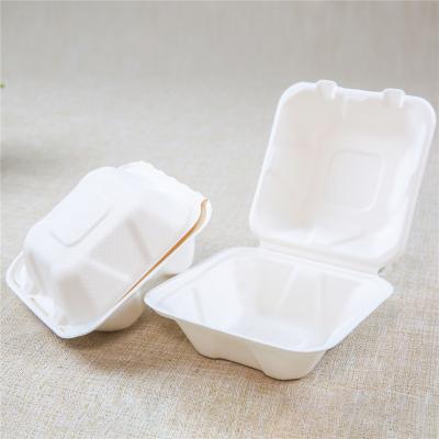 China Water and Oil Resistant Biodegradable Takeaway Sugar Cane Eco Friendly Bagasse 6 Inch Paper Boxes Food Container Tableware Te koop