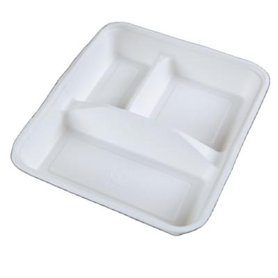 China New And Safe Custom Disposable Fiber Disposable Tableware 3 Compartment Trays For School for sale