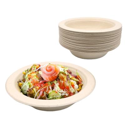 China water repellent & Custom 100% Bagasse Paper Oil-Repellent Biodegradable Baby Tableware 900ml Disposable Packaging Salad Bowl Te koop