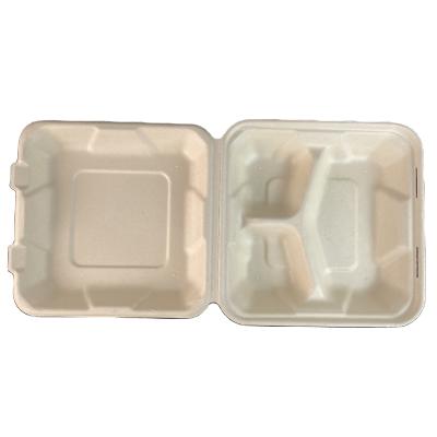 China water repellent & 3-Compartment Oil-Repellent Bagasse Eco-friendly Food Container With Lid for sale