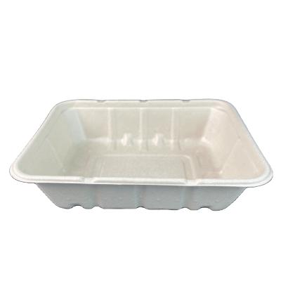 China water repellent & Oil Proof Customizable Shallow Square Box With Lid Biodegradable Sugarcane Bagasse Take Out Boxes Biodegradable Molded Sugarcane Pulp for sale