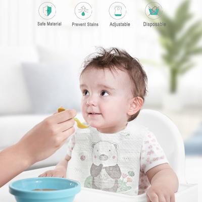 China Printed Non Woven Fabric Disposable Waterproof Eating Bibs for Childrens and Babies for sale