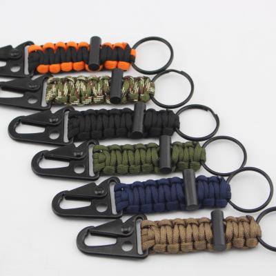 China CHENHAO Activities Camping Gear Outdoor Tactical Flint Ferro Rod Emergency Survival Ferrocerium Clip Drilled Flint Fire Starter Metal Hook Key Chain for sale