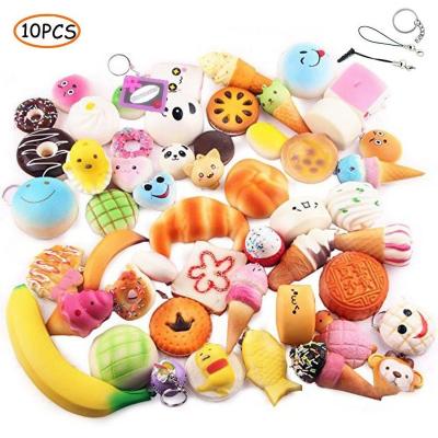 China Slow Rising and Squishy Scented 10 PCS Toy Kawaii Squishy Slow Rising Set with Key Chain for sale