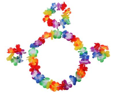 China Luau Party Silk Or Ployester Decorations And Luau Party Supplies Tropical Hawaiian Silk Flower Lei Necklaces for sale