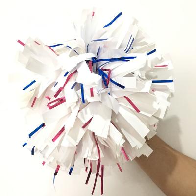 China Mix color Yiwu panda 6 inch kap handle metallic white cheerleader cheerleading poms for sale