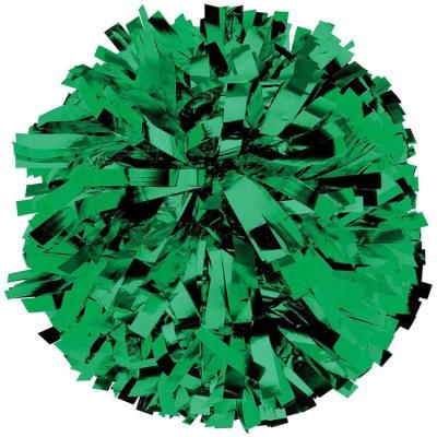 China 6 Inch Professional Cheer Pom Pom Ball Asia Metallic Green Solid Color for sale