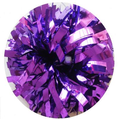 China Solid Color Handwork Team Sports 4 Inch Metallic Purple Pom Pom Balls for sale