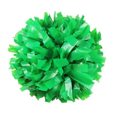 China 6 Inch Solid Color High Quality Wet Look Plastic Green Cheerleader Pompoms for sale