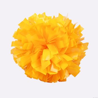 China 4 Inch Wet Look Plastic Yellow Solid Color With Stick Grip Cheerleading Pom Poms for sale