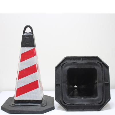 China High Visibility Road Safety Rubber Reflective Road Cone Square Reflective Road Cone Traffic Cone Reflective Tape for sale