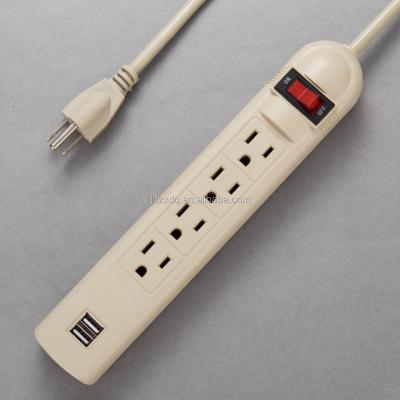 China ZHONG XING Residential / General Purpose AC Power Strip with 2 USB Charging Ports for sale