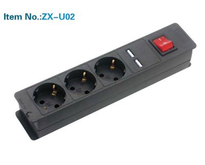 China ZHONG XING European Residential/General Purpose Extension Socket with USB Charging Ports for sale