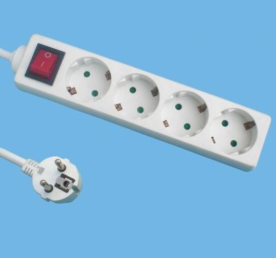 China Residential / General Purpose European Extension Socket 4 Ways Power Strip Outlets for sale