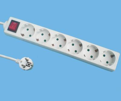 China ZHONG XING Extension Socket 6 Ways Residential / General Purpose European Power Strip Outlets for sale