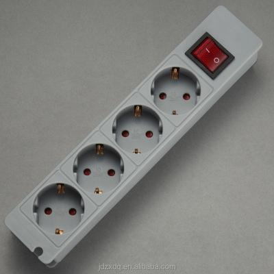 China ZHONG XING Residential/Multipurpose 4 Way European Power Extension Electrical Switched Sockets for sale