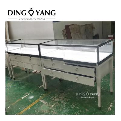 China Factory luxury custom made high end exquisite metal wooden jewelry counter,jewelry display counter with led lights for sale