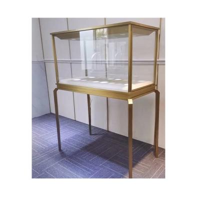 China Factory Custom Large Modern Gold Window Jewelry Display Cases With OEM LOGO for sale