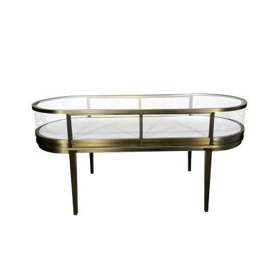 China OEM Modern Professional Manufacturer Modern/Luxury Oval Stainless Steel Jewelry Retail Display Cases With Lockable for sale