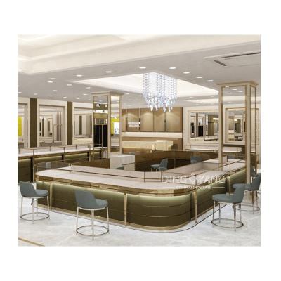 China Factory luxury custom one-stop sourcing service gold store modern design, gold showroom counter design for sale