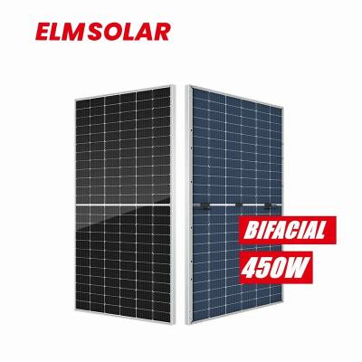 China Solar Home System High Efficiency Bifacial Solar Panel Double Glass 450w Half Cell Monocrystalline Silicon Solar Panel for sale