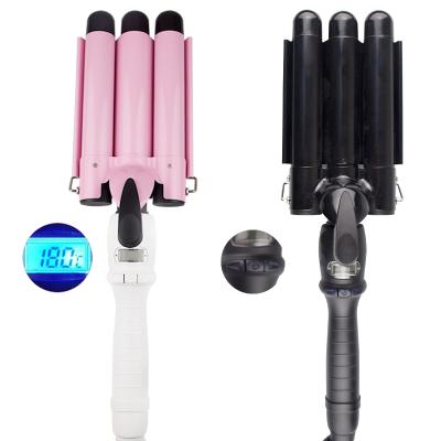 China Wave Hair Curling Amazon Success Wholesale Adjustable Curling Iron 32mm 3 Barrel Hair Curler Hair Wavers for sale