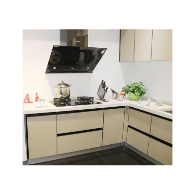 China PANEL High-Gloss Laminate Cabinet Customize Personalized Kitchen Cabinets 5Mm Tempered Glass With Color Film for sale