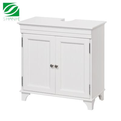 China Modern White Modern 2 Door Bathroom Basin Cabinet With Handle Under Sink Cabinet for sale