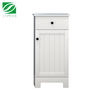 China Small 1 Drawer 1door Modern Slim Wooden Organizer Floor Cabinet For Bathroom European Style for sale