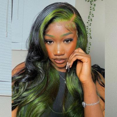 China HD Body Wave Body Wave Lace Frontal Wig Black Pink Green Bule Color Natural Hairline Wigs Full Lace Hair Wigs Hairpiece For Black Women for sale