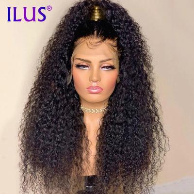 China Silky Straight Wave Wig HD Curly Hair Lace Front Transparent 180 Lace Front Wig Black Color 12A Straight Hair Brazilian Curly Wig Hair for sale