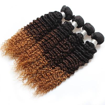 China Kinky Curly Curly Hair Bundles #1b/4/27 Bundles #1b/4/27 Remy Hair Extensions Ombre Color 1/3/4 Brazilian Bundle Three Tone Color for sale