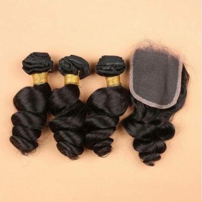 China Wholesale Price Silky Straight 3/4 Wave Body Wave Bundles With 4x4 Lace Closure Brazilian Hair Weave Bundles Remy Human Hair Bundle With Headband for sale