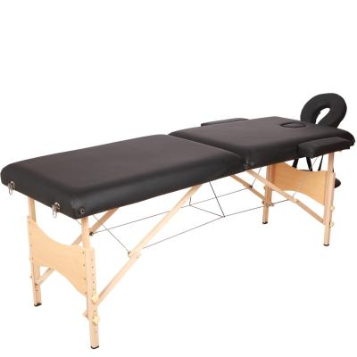 China Good Quality Easy Folding Airplane Frame Folding Massage Portable Folding Wooden Table With Black Back Bag Carton Packing for sale