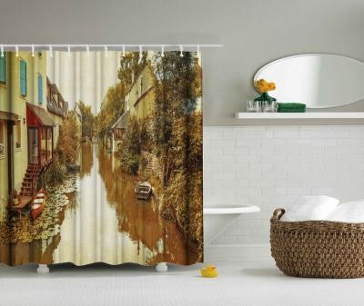 China Viable Wonderful Design Texture Flower Digital Printing Shower Curtain for sale