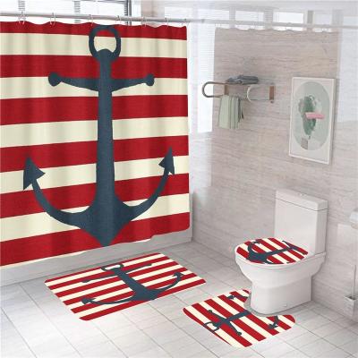 China New Viable Collection Printed Bath Cover Bath Curtain Set for sale