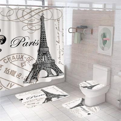 China Sustainable Interesting Bathroom Bath Cover Shower Curtain Set For Bathroom for sale