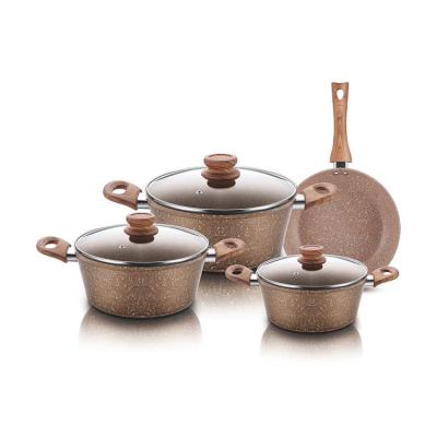 China Sustainable Factory 7 Pcs Kitchen Aluminum Non Stick Cookware Set for sale