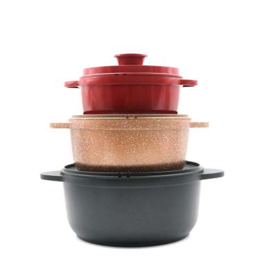 China Sustainable Die Casting Stock Pot Set Aluminum Cooking Pot Set Customized Color Casserole Set for sale