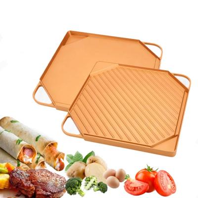 China Square Frying Pan Griddle Frying Pan Copper Color Grill Non Viable Ceramic BBQ Stick for sale