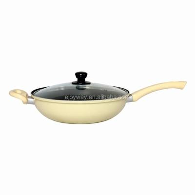 China High Quality Sustainable Joyway Non Stick Cooking Wok Kitchenware Aluminum Cooking Wok Pressed Aluminum Wok With Glass Cover for sale