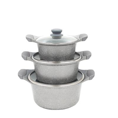 China Non-Stickkitchen Sustainable Aluminum Pot Set Ceramic Stock Kitchen Pots Sets for sale