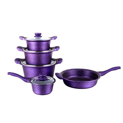 China Sustainable Die Cast Aluminum Ceramic Nonstick Cooker Casserole /marble Coating Nonstick Cookware Sets for sale